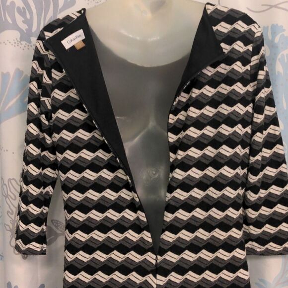 Calvin
Klein Black White Grey Zigzag Shift Dress Sz 6 - Picture 3 of 8